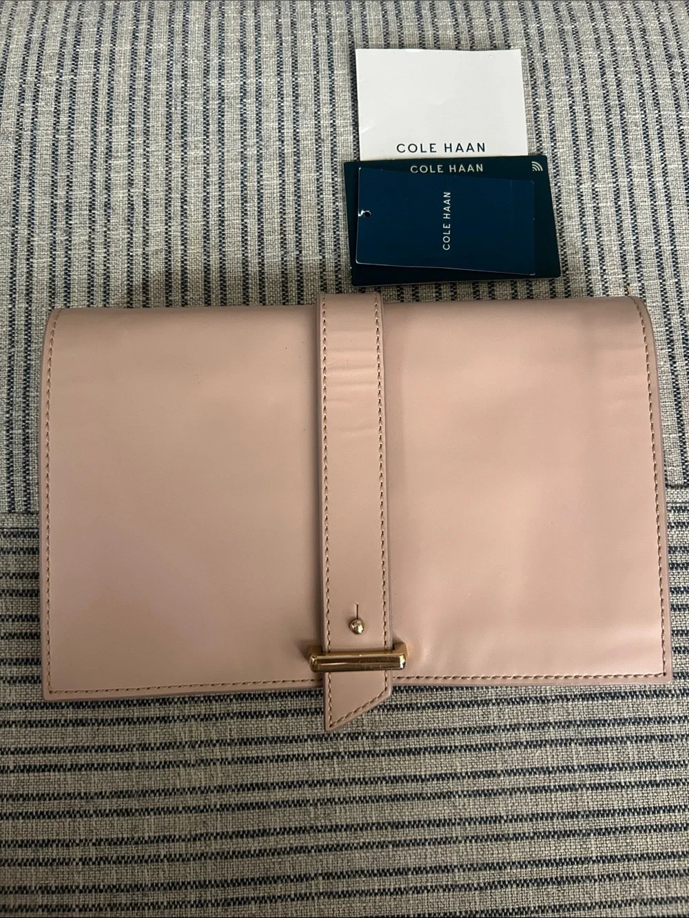 Cole Haan Canyon Rose Leather Wristlet Clutch with Gold Accent